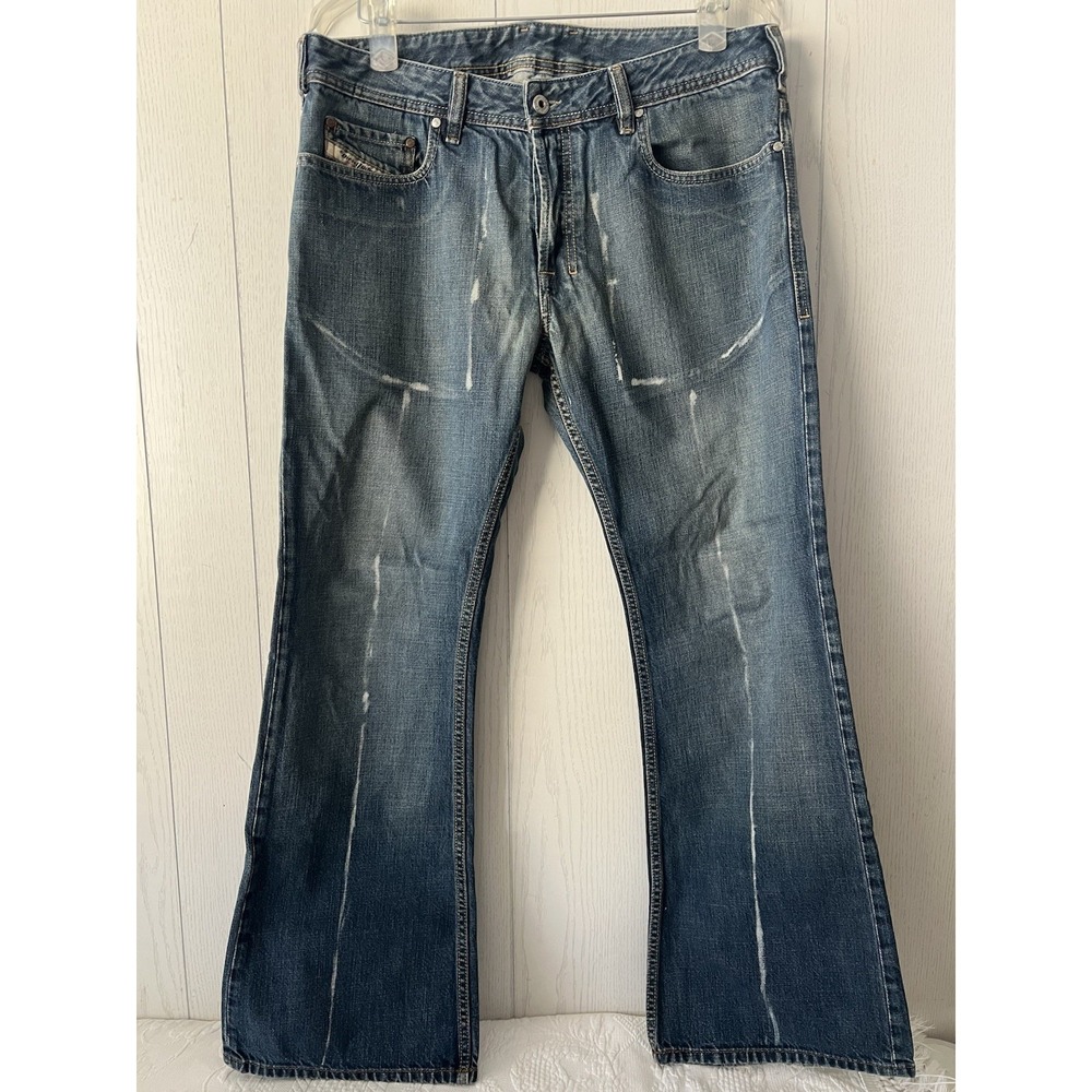 Diesel Zathan Bootcut Jeans 34x30 Blue Wash 888 Made Italy Y2K Vintage 2004